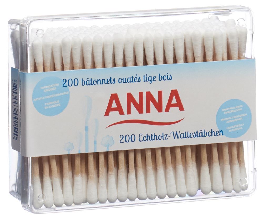 Anna Wattestäbchen Holz 200 Stk