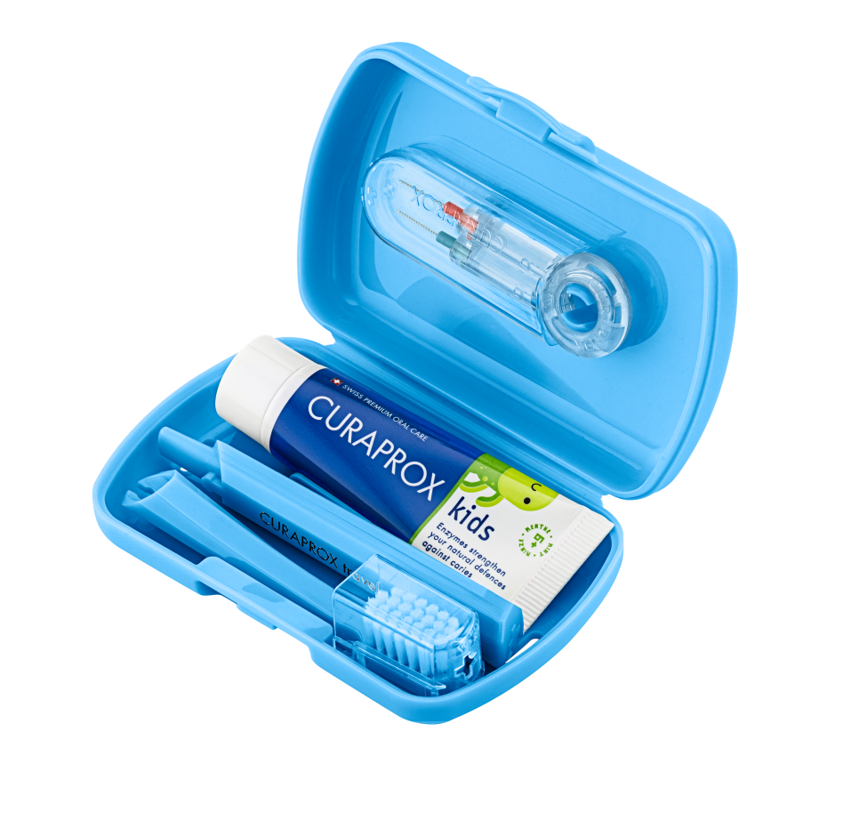 Curaprox kids Travel Set blau Box
