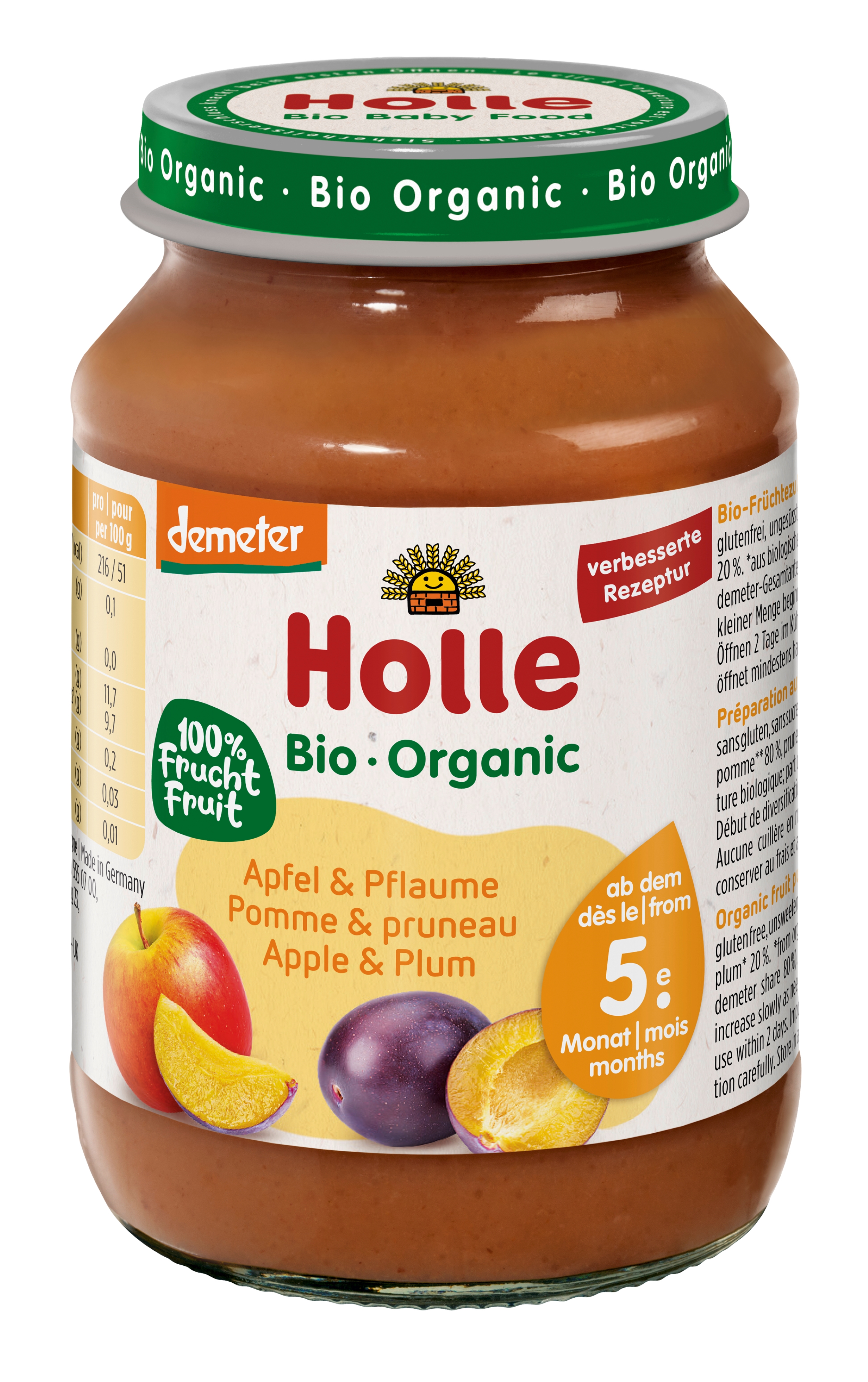 Holle Apfel & Pflaume Glas 190 g
