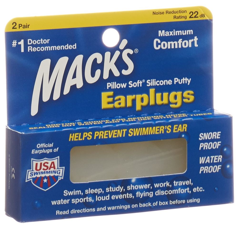 Macks Earplugs transparent 2 Paar