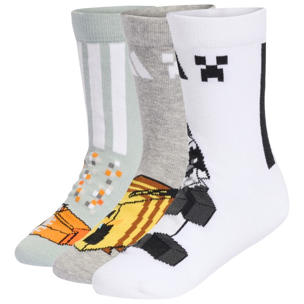 adidas - Kid's LK Minecraft 3-Pack - Multifunktionssocken Gr 22-24;25-27;28-30;31-33;34-36;37-39;40-42 weiß/grau