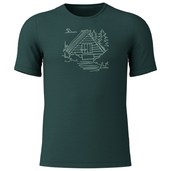 Löffler - Printshirt Cottage Merino-Tencel - Merinoshirt Gr 56 forest
