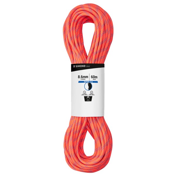 SIMOND - Rope Rappel 8.6 mm - Halbseil Gr 60 m rot