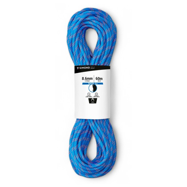 SIMOND - Rope Rappel 8.6 mm - Halbseil Gr 60 m blau/weiß;rot