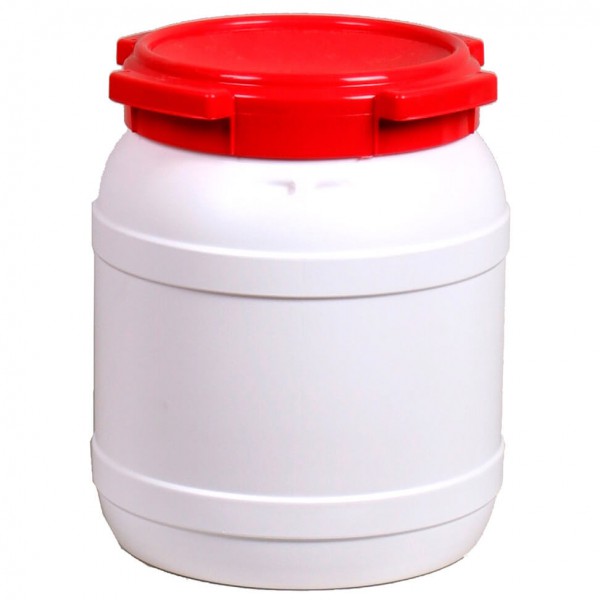 Basic Nature - Weithalstonne Rund - Schutzbox Gr 15,4 l grau/weiß/rot