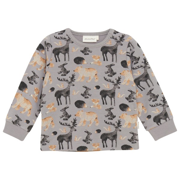 Minymo - Kid's T-Shirt L/S AOP Sweat - Longsleeve Gr 62;68;74;80 grau