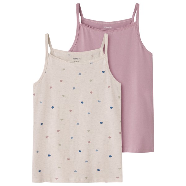 Name it - Kid's NKFStrap Top Peyote Hearts 2-Pack - Top Gr 116;122/128;134/140;146/152;158/164 grau/rosa