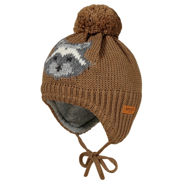 maximo - Boy-Mütze Waschbär ausgenäht mit Pompon und Futter - Mütze Gr 45 cm braun