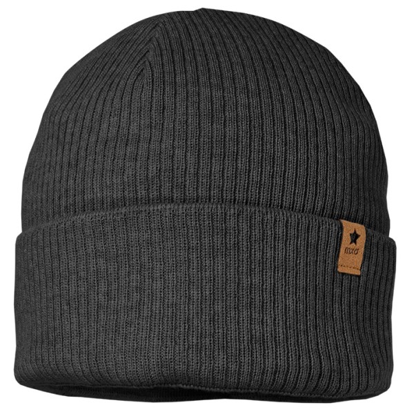 maximo - Kid's Mini-Beanie Umschlag mit Fleecefutter - Mütze Gr 47-49 cm schwarz/grau