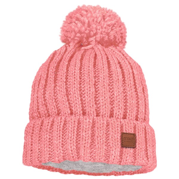 maximo - Kid's Mütze Rippe mit Pompon und Fleecefutter - Mütze Gr 49-51 cm rosa