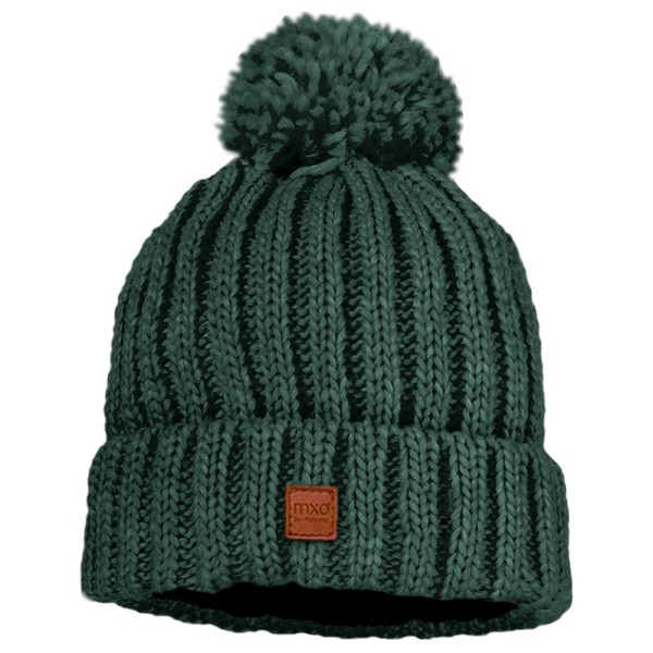 maximo - Kid's Mütze Rippe mit Pompon und Fleecefutter - Mütze Gr 49-51 cm grün