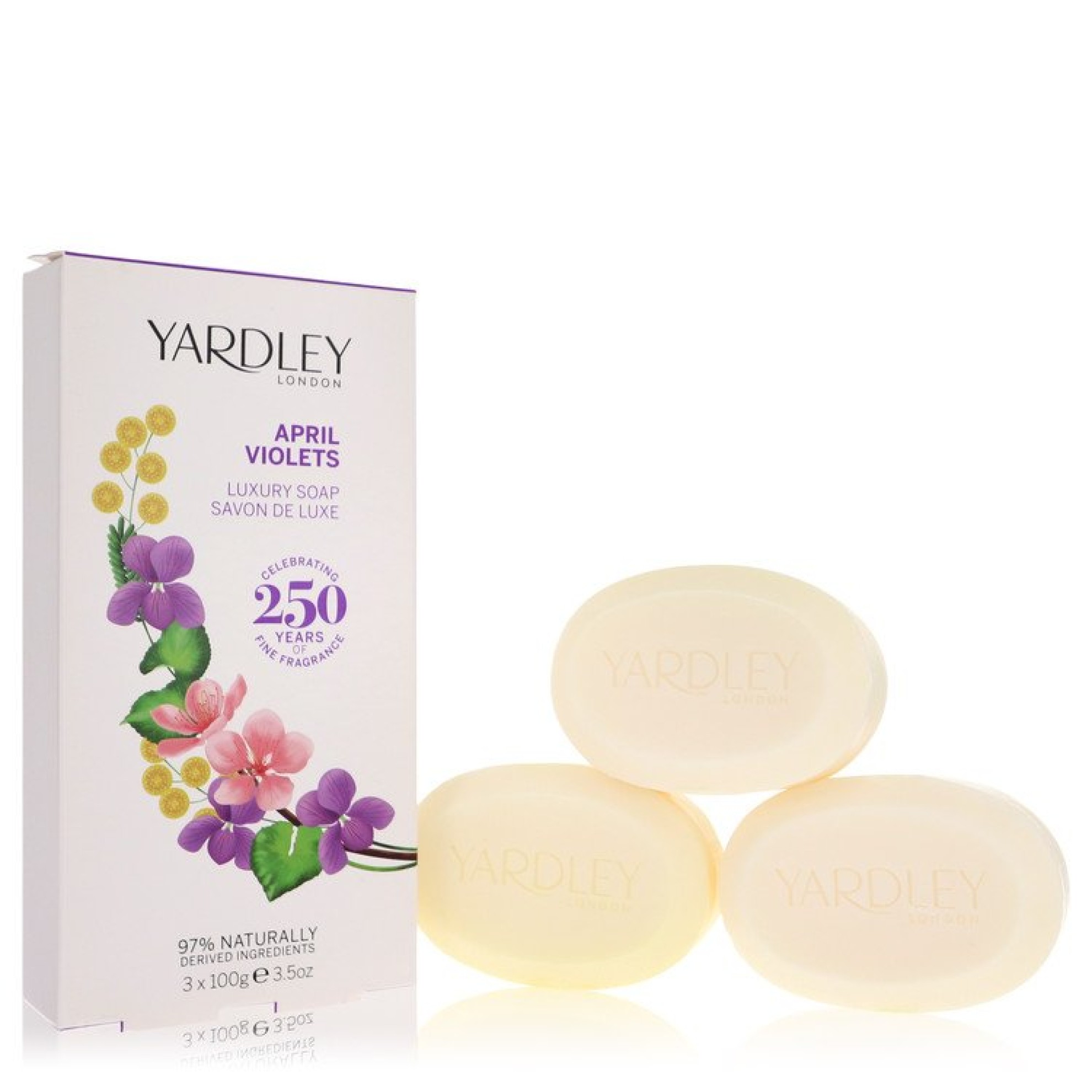 Yardley London April Violets 3 x 103 ml Soap 104 ml